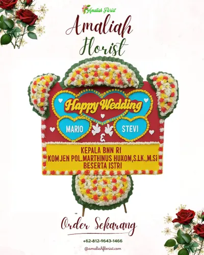 Karangan Papan Bunga Pernikahan di Jagaraga